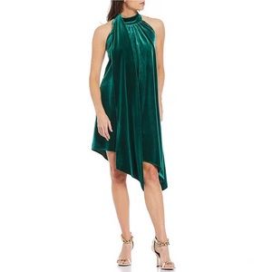 Belle Badgley Mischka Halle Halter Neck Sleeveless Stretch Velvet Dress